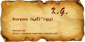Korpos Györgyi névjegykártya